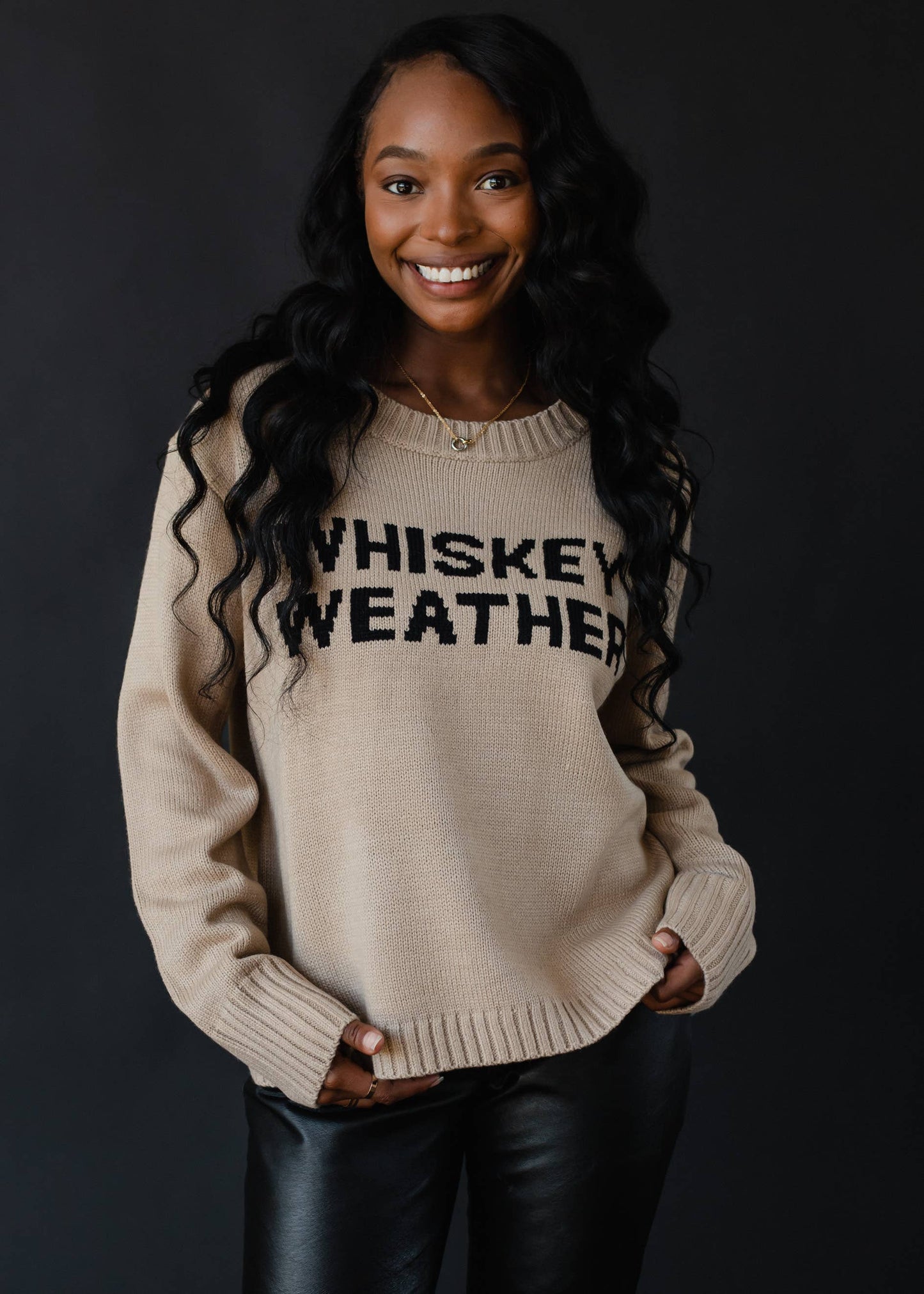 Tan Whiskey Weather Sweater - BAY WINDOW