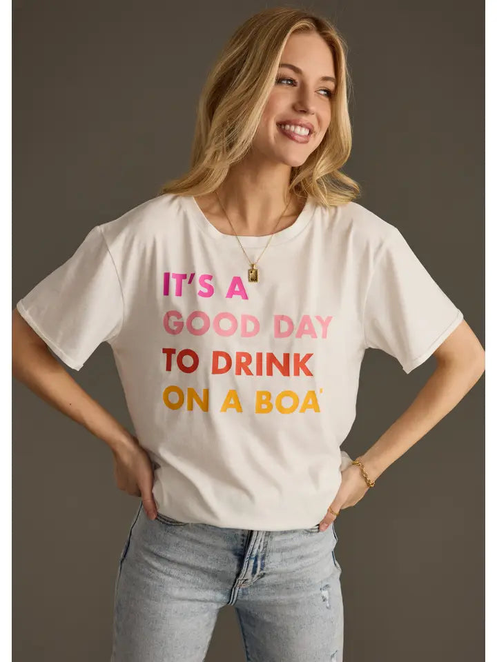 Drink on a Boat Tee - White - BAY WINDOW