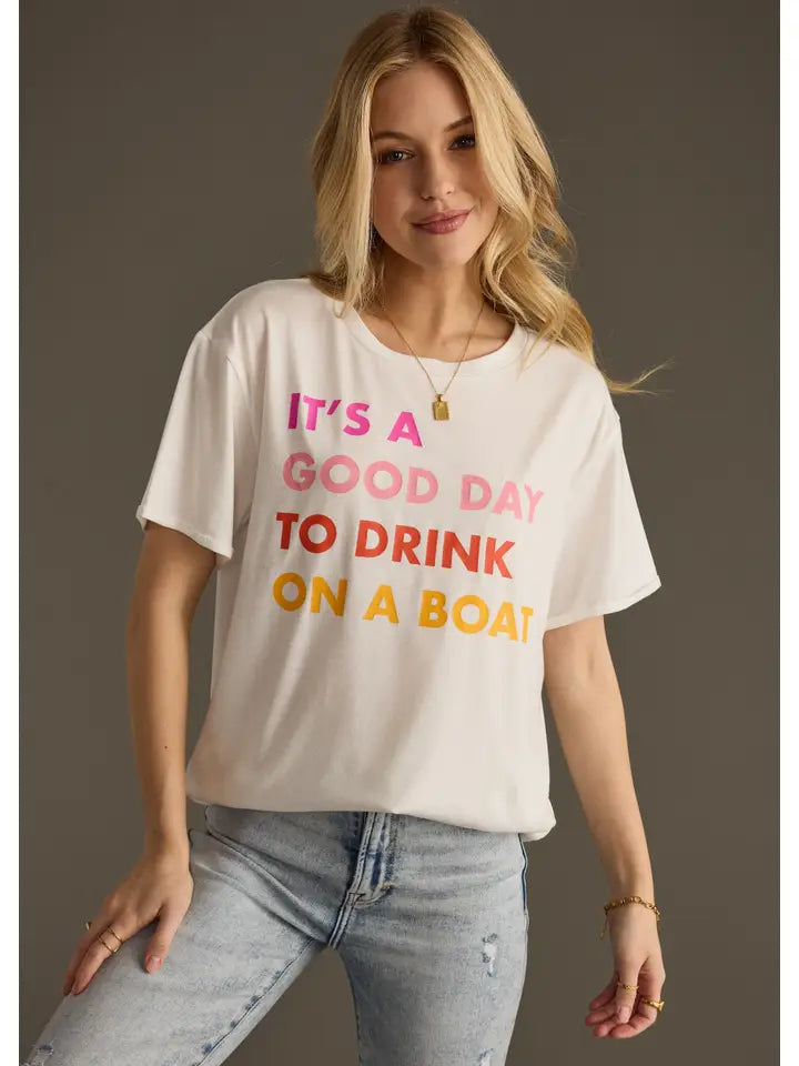 Drink on a Boat Tee - White - BAY WINDOW