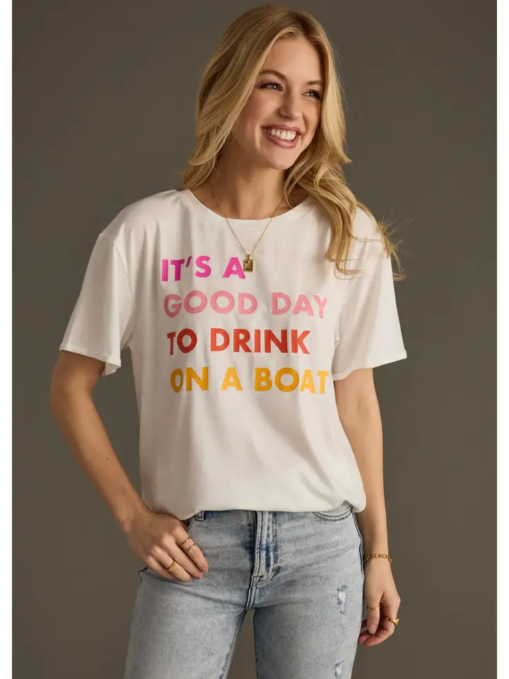 Drink on a Boat Tee - White - BAY WINDOW