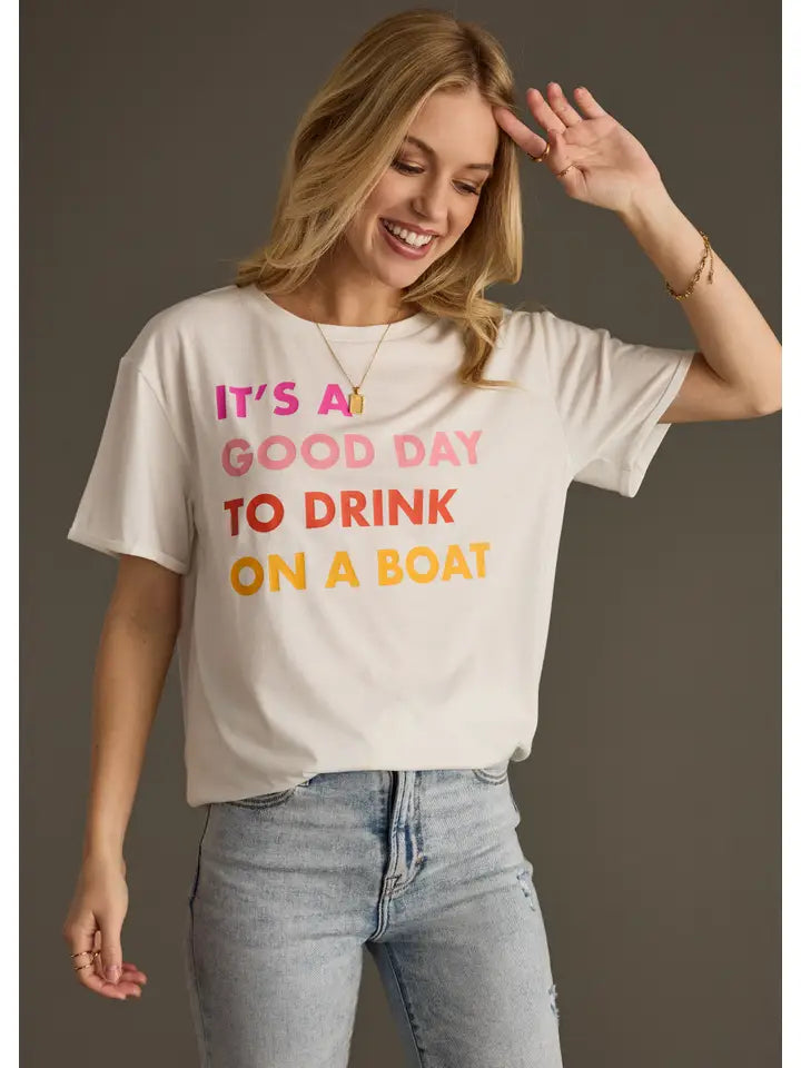 Drink on a Boat Tee - White - BAY WINDOW