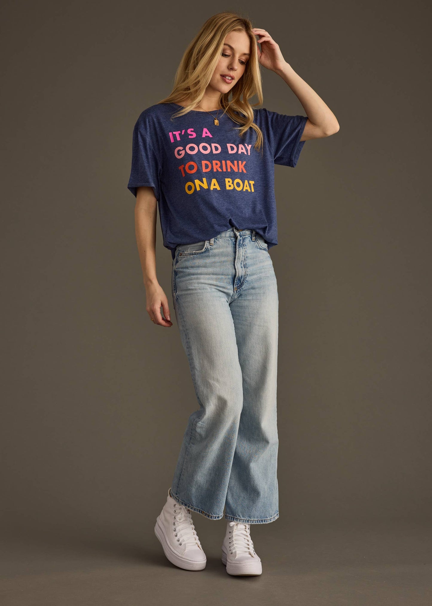 Navy Drink On A Boat Tee - BAY WINDOW