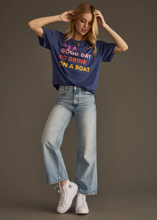 Navy Drink On A Boat Tee - BAY WINDOW