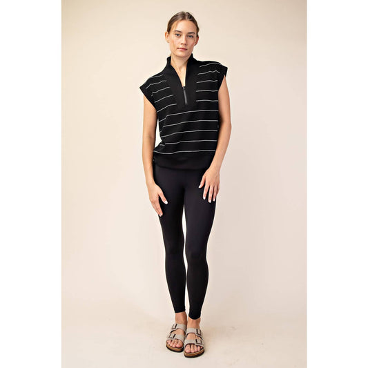 Modal Scuba Stripe Luxe V-Neck Sleeveless Top - BAY WINDOW