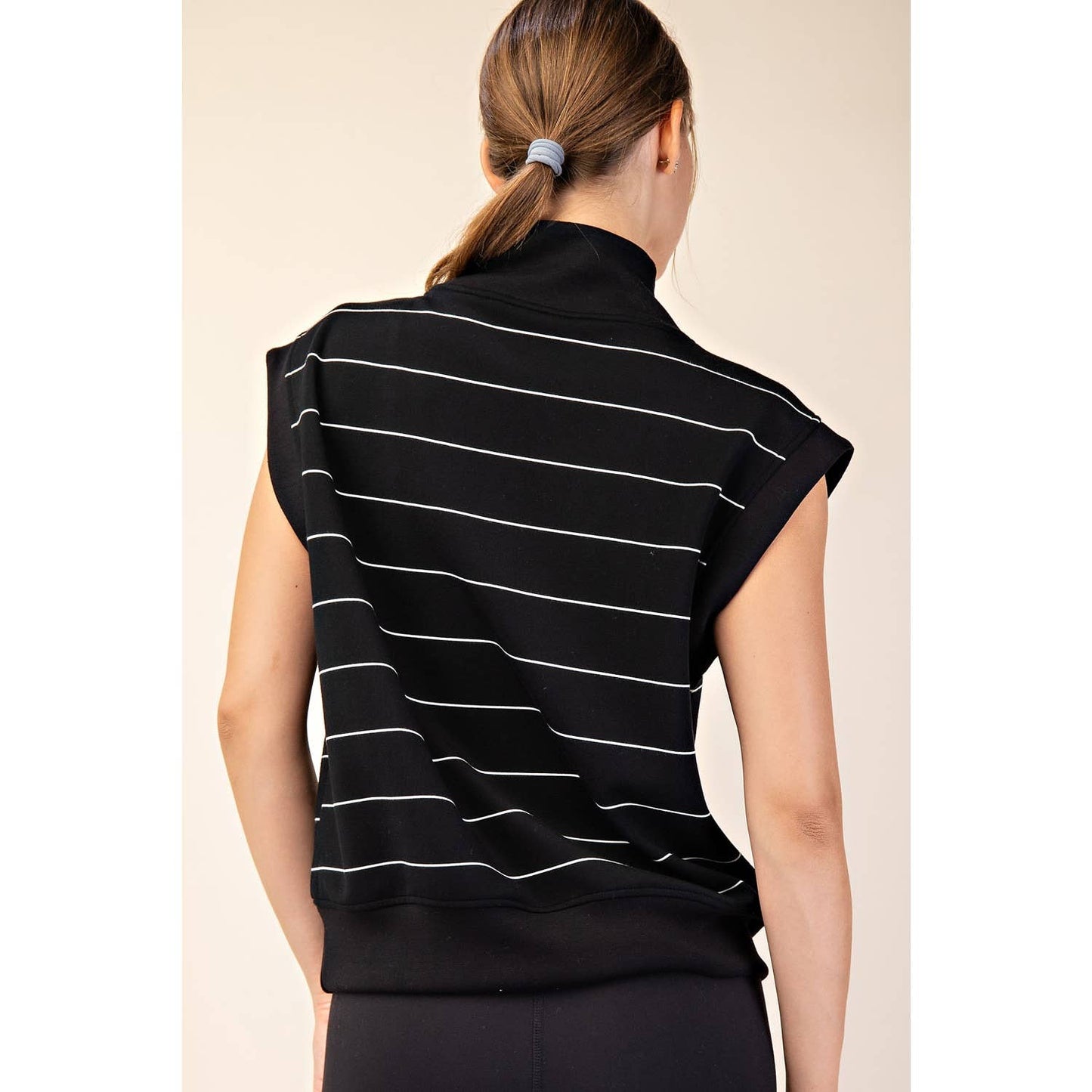 Modal Scuba Stripe Luxe V-Neck Sleeveless Top - BAY WINDOW