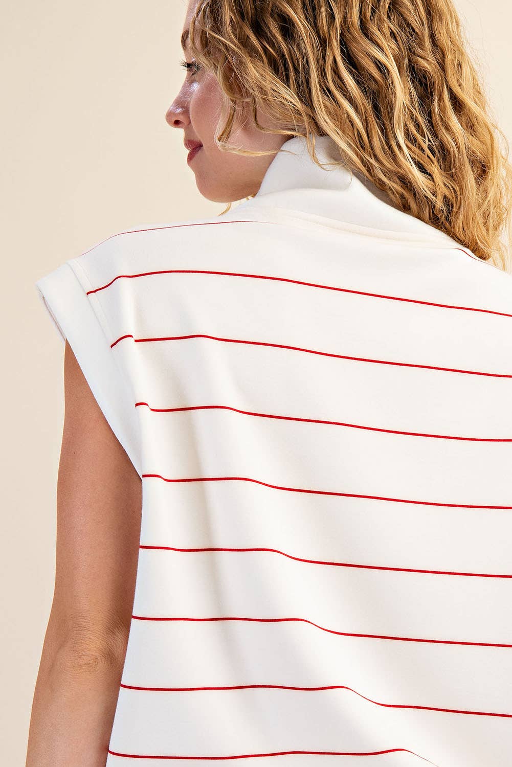 Modal Scuba Stripe Luxe V-Neck Sleeveless Top - BAY WINDOW