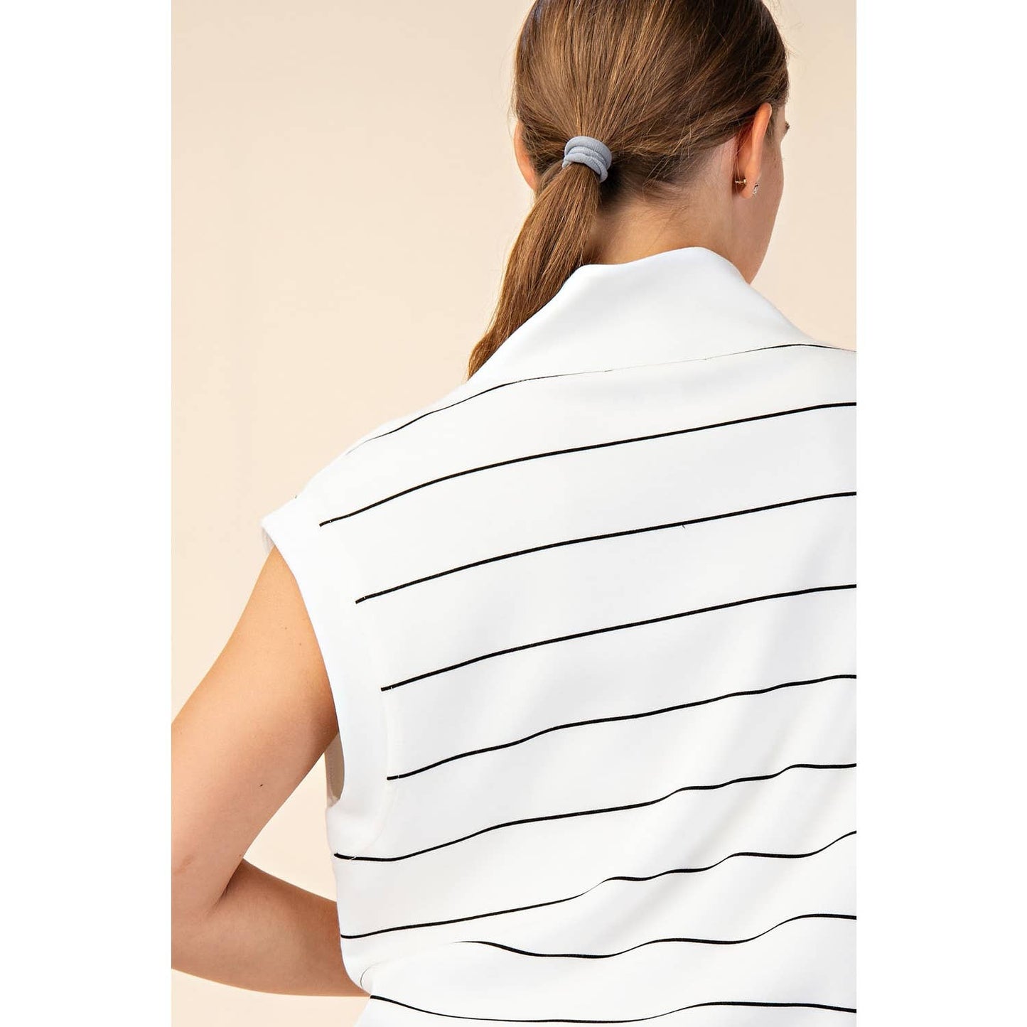 Modal Scuba Stripe Luxe V-Neck Sleeveless Top - BAY WINDOW