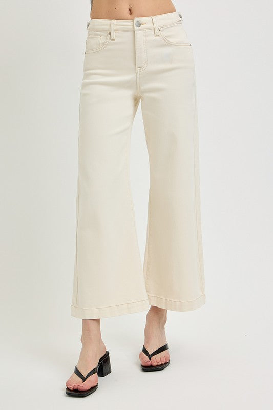 TC High Rise Crop Wide Adjustable WB Pants - Ivory - BAY WINDOW