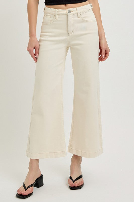 TC High Rise Crop Wide Adjustable WB Pants - Ivory - BAY WINDOW