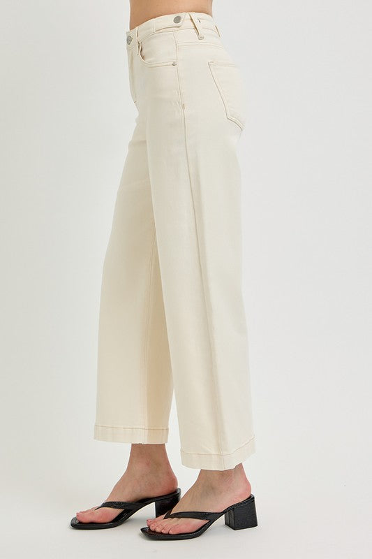 TC High Rise Crop Wide Adjustable WB Pants - Ivory - BAY WINDOW