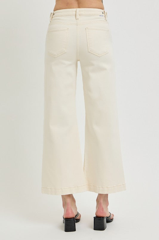 TC High Rise Crop Wide Adjustable WB Pants - Ivory - BAY WINDOW