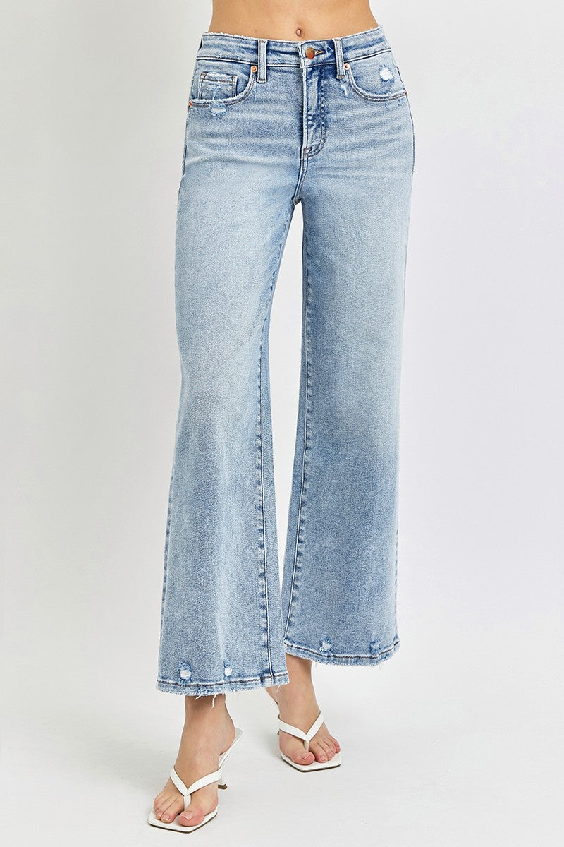 Tummy Control High Rise Crop Wide Jeans - BAY WINDOW
