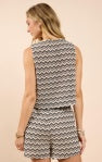 In Between Chevron Buttoned Tank Top - Navy/Ivory - BAY WINDOW