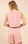 Season's Bloom Cropped Waistcoat - Rose Pink - BAY WINDOW