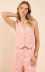 Season's Bloom Cropped Waistcoat - Rose Pink - BAY WINDOW