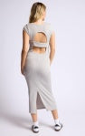 Fresh Fair Back Cutout Maxi Dress - Heather Grey - BAY WINDOW