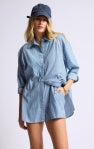 Market Day Shirt Style Layered Romper - Blue/White - BAY WINDOW