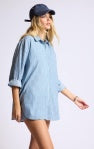 Market Day Shirt Style Layered Romper - Blue/White - BAY WINDOW