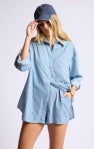 Market Day Shirt Style Layered Romper - Blue/White - BAY WINDOW