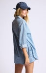 Market Day Shirt Style Layered Romper - Blue/White - BAY WINDOW