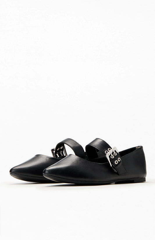 Spinning Around Vegan Leather Flat - Black - BAY WINDOW
