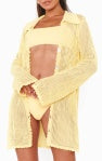 Button Up Coverup - Pale Yellow Crochet - BAY WINDOW
