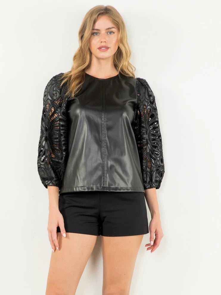 Eyelet Leather Top - BAY WINDOW