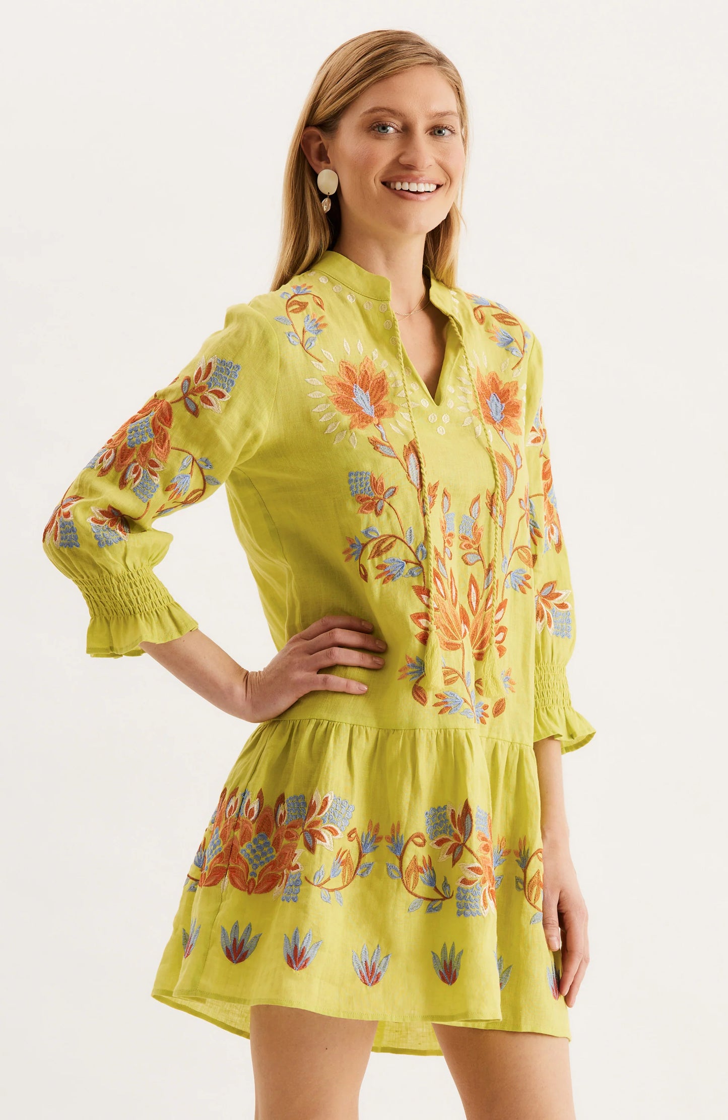 Niki Linen Dress - Wild Lime - BAY WINDOW