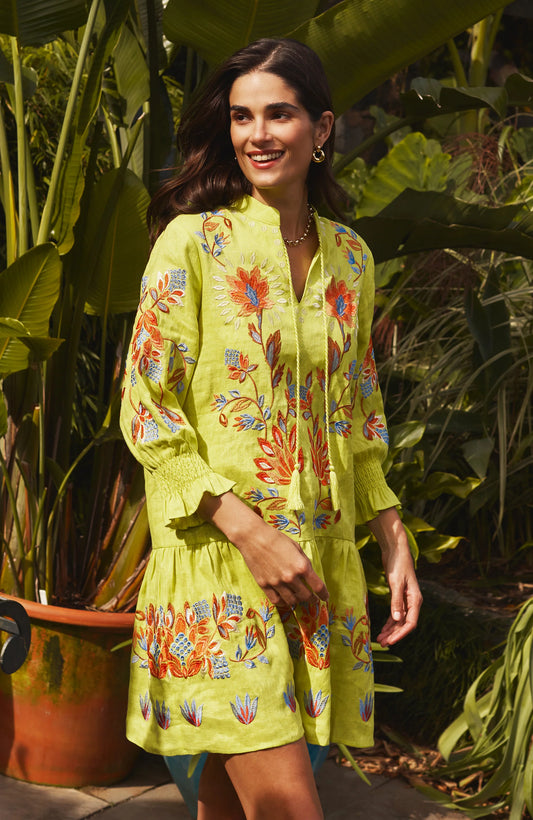Niki Linen Dress - Wild Lime - BAY WINDOW