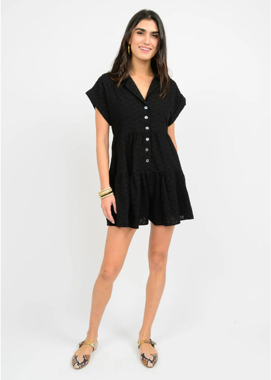 Eyelet Romper - Black - BAY WINDOW