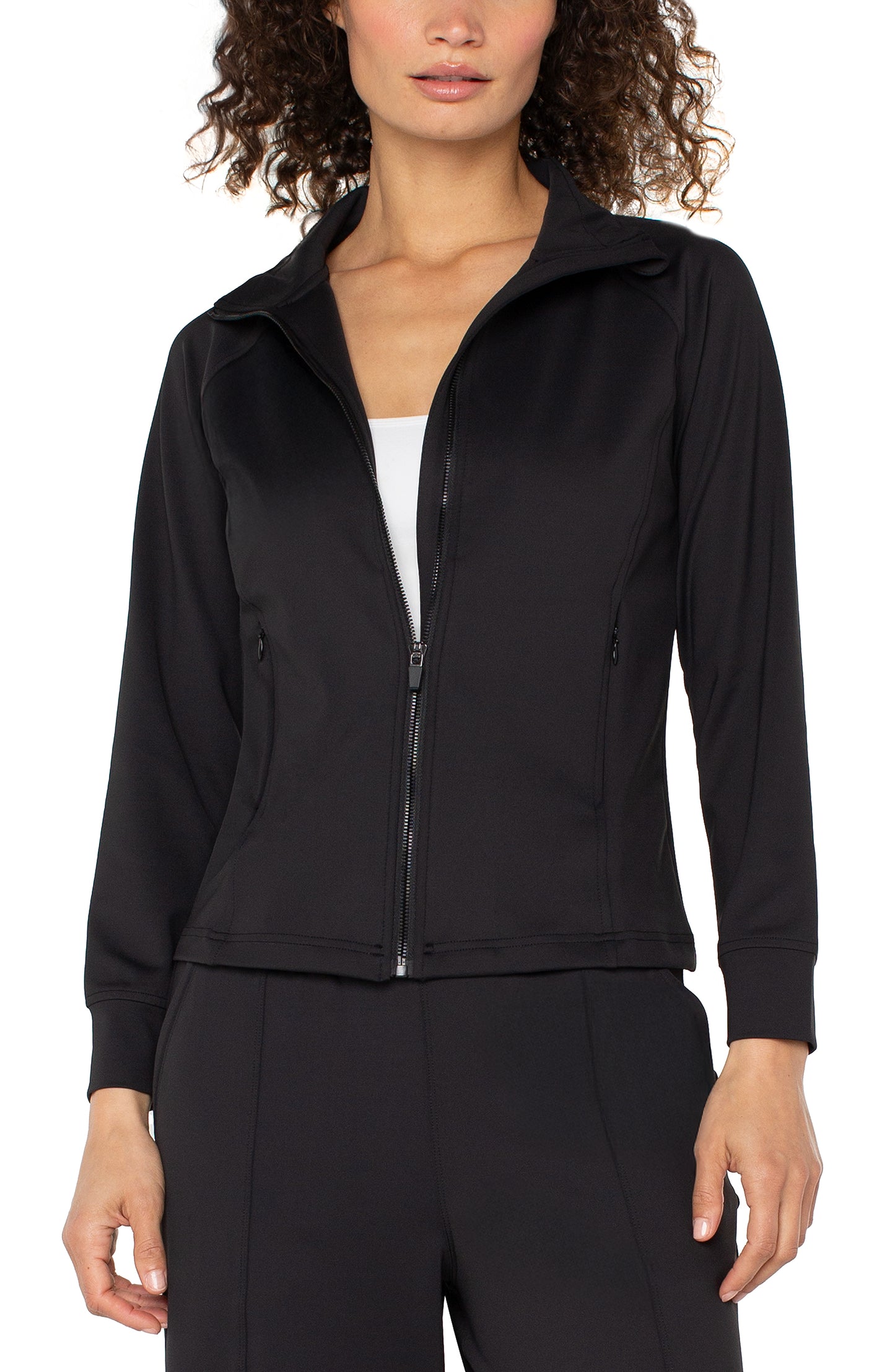 Full Zip Seamed Jacket - Black