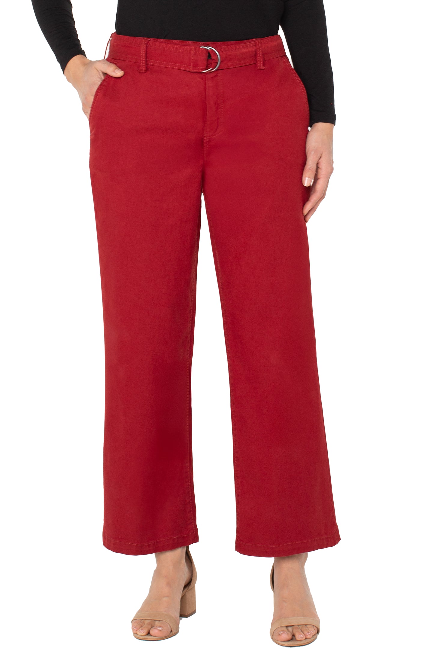 Stride Wide Leg w/ Self Belt - Maroon Berry - BAY WINDOW