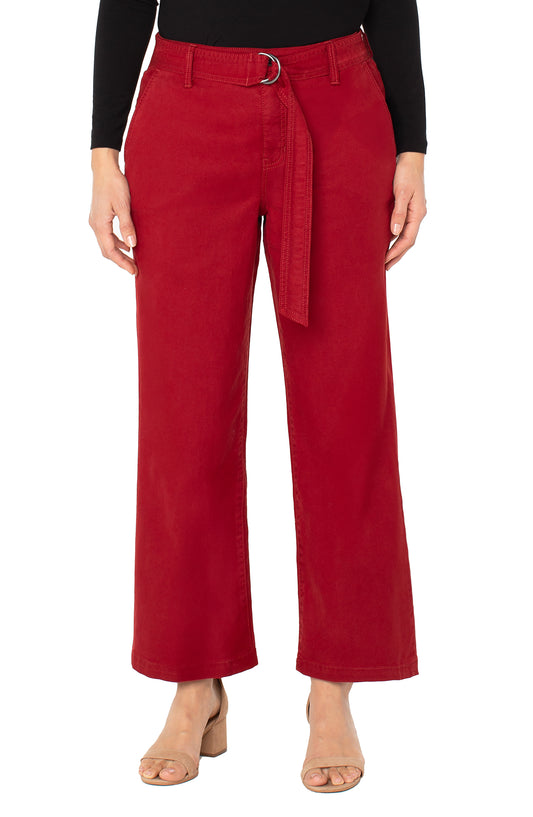 Stride Wide Leg w/ Self Belt - Maroon Berry - BAY WINDOW