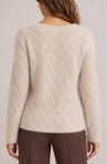 Long Sleeve Boatneck Sweater Camel Metallic