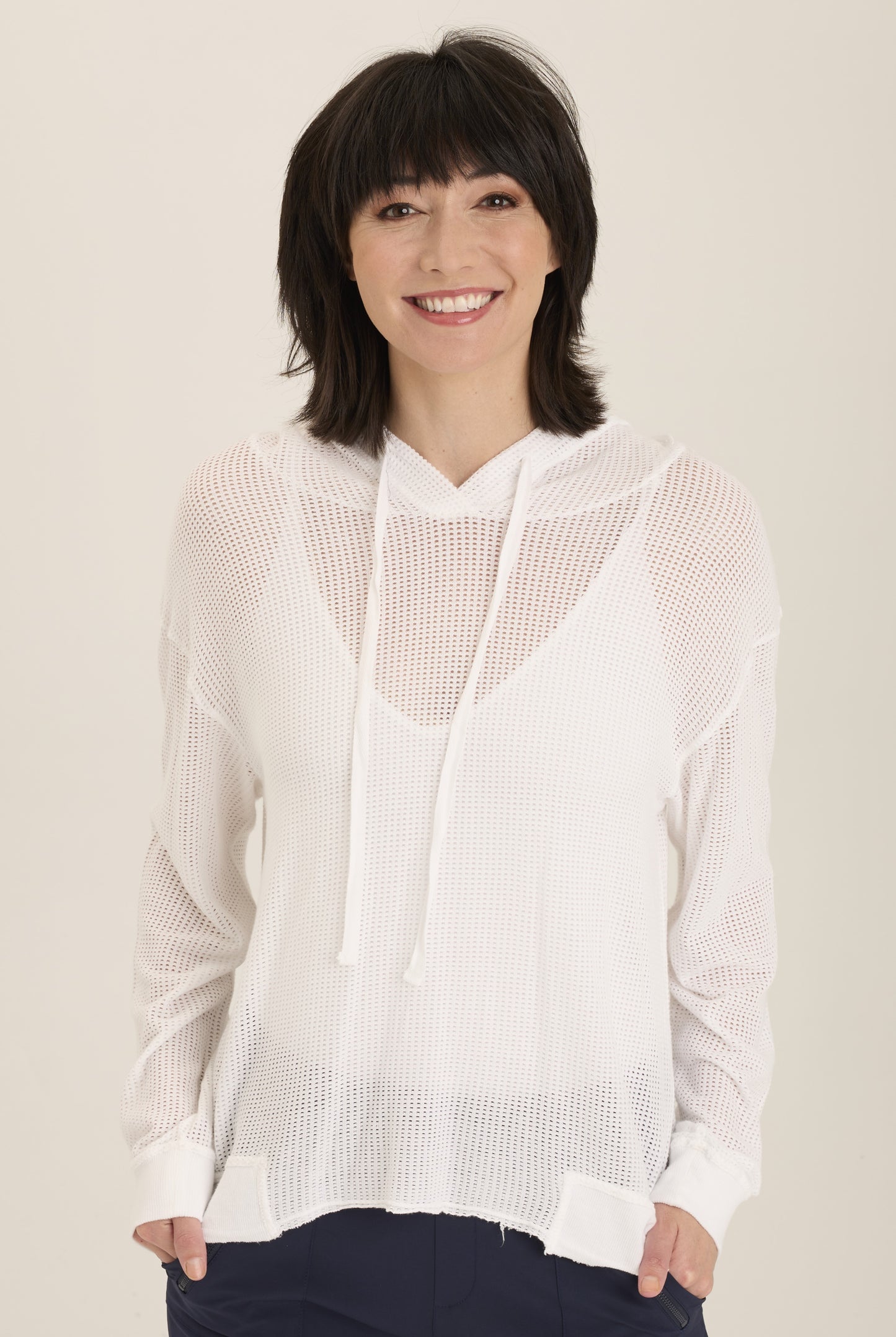 Mesh Sidel Hoodie - White - BAY WINDOW