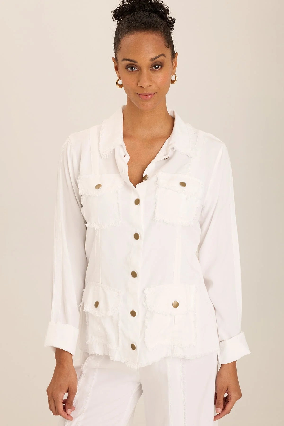 Twill Safari Jacket - White - BAY WINDOW
