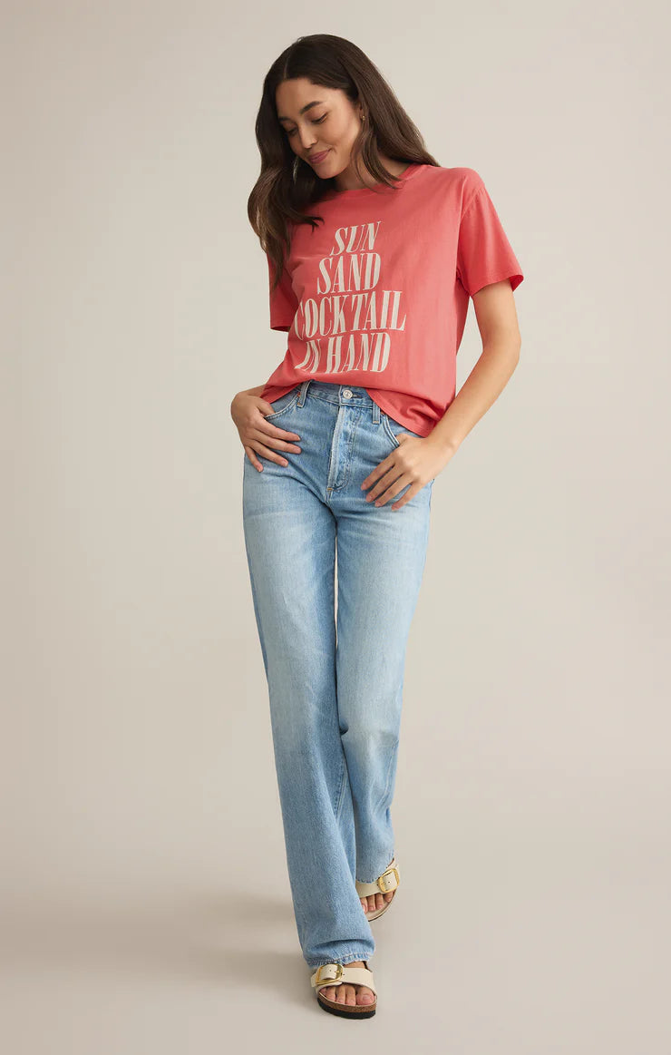 Sun & Sand Boyfriend Tee - Sunset Pink - BAY WINDOW