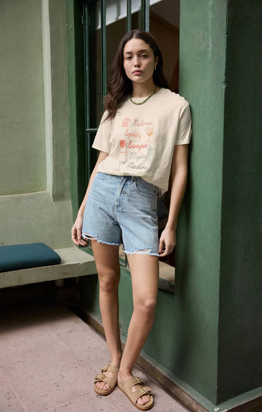 Cocktails Boyfriend Tee - Sea Salt - BAY WINDOW