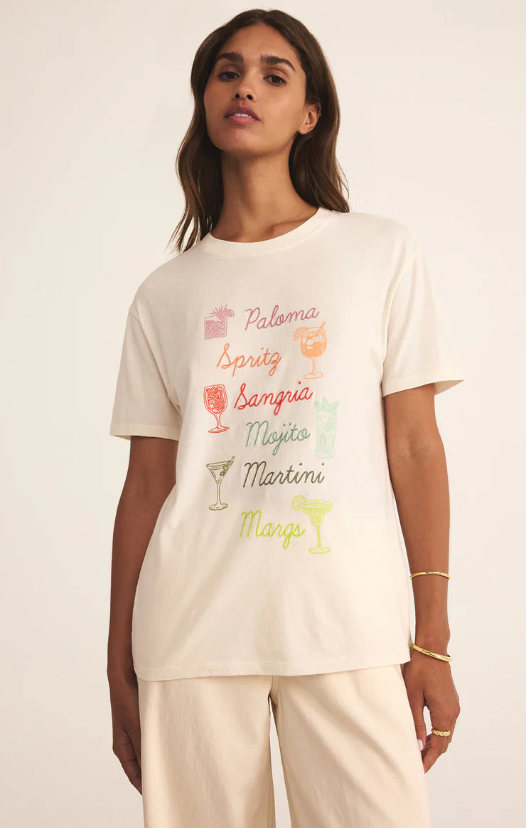Cocktails Boyfriend Tee - Sea Salt - BAY WINDOW