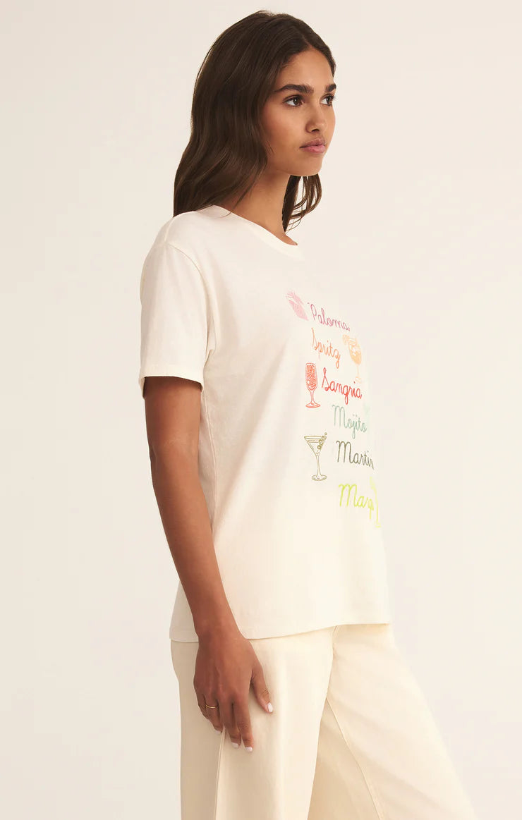 Cocktails Boyfriend Tee - Sea Salt - BAY WINDOW