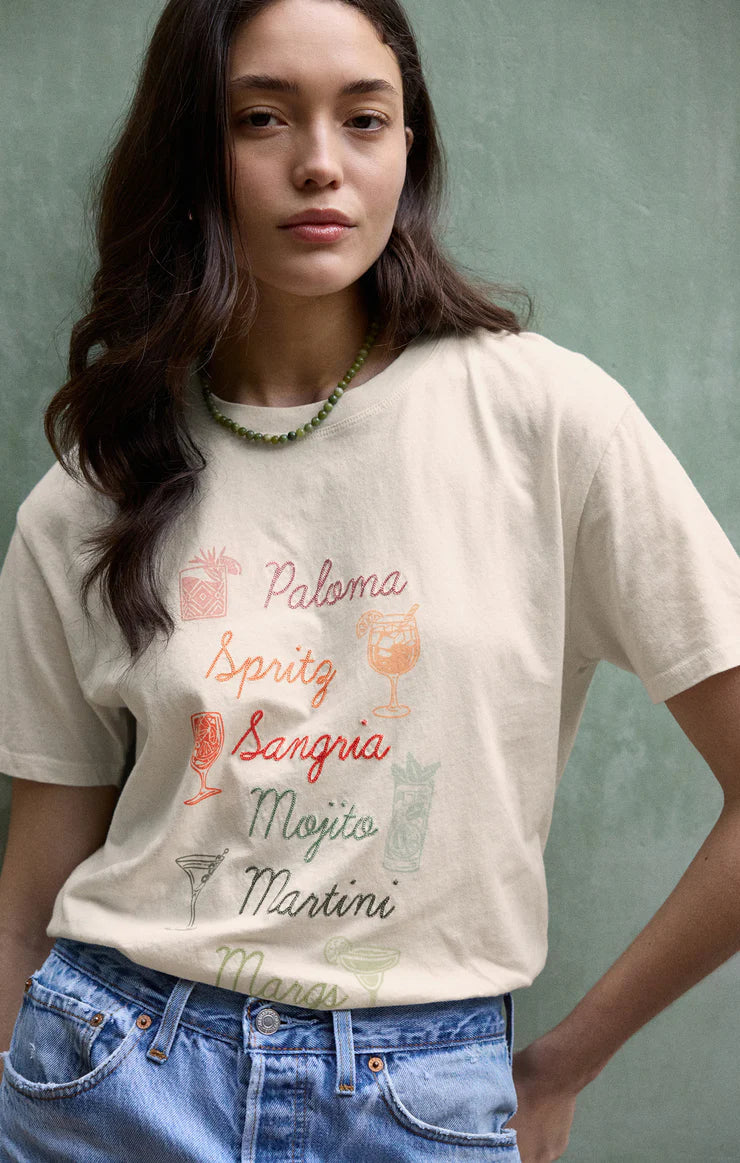 Cocktails Boyfriend Tee - Sea Salt - BAY WINDOW