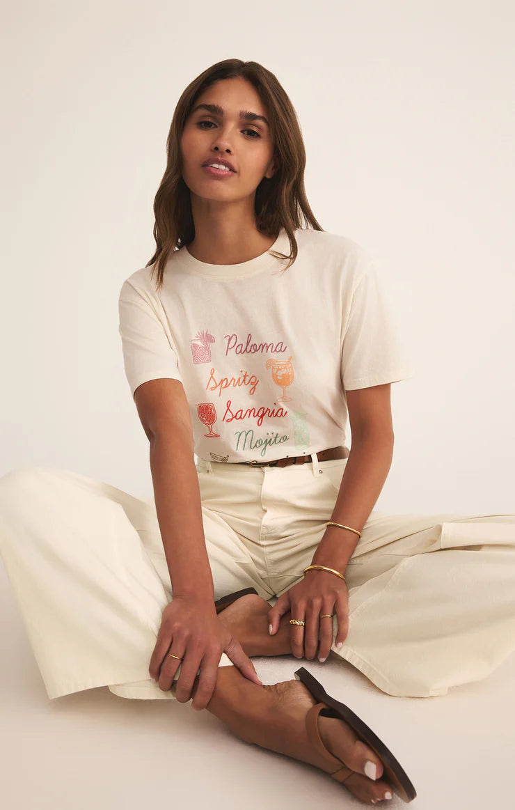 Cocktails Boyfriend Tee - Sea Salt - BAY WINDOW