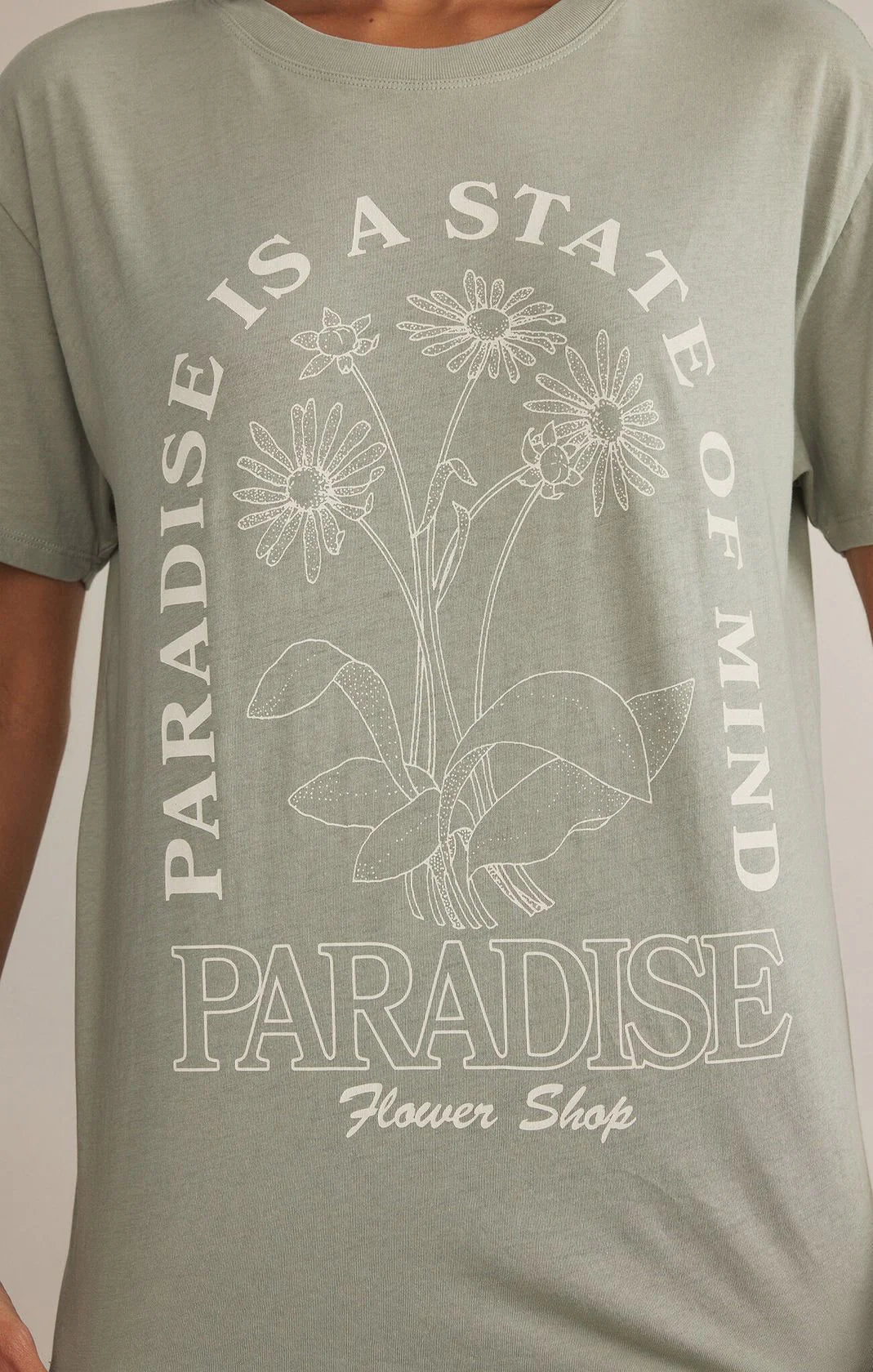 Flower Shop Boyfriend Tee - Sage Green - BAY WINDOW