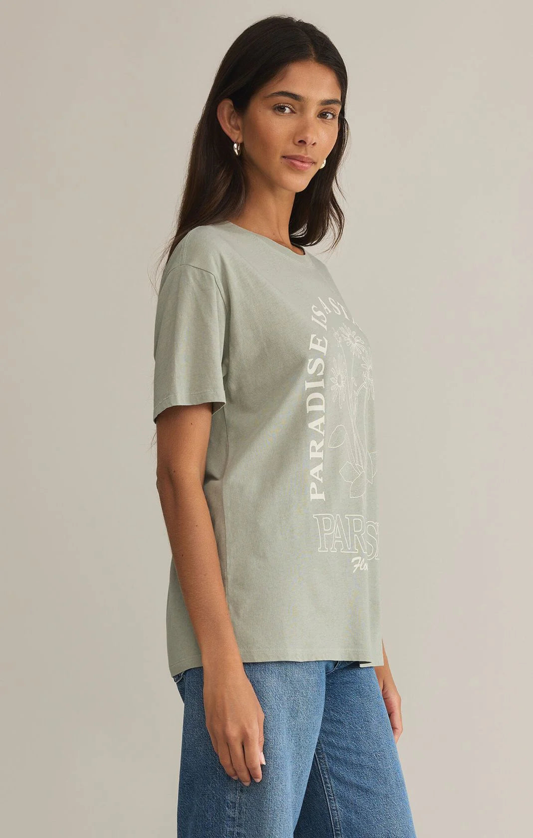 Flower Shop Boyfriend Tee - Sage Green - BAY WINDOW
