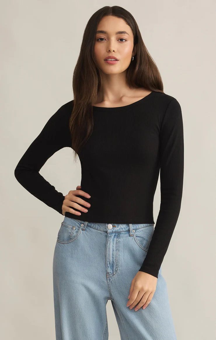 Infinity Fitted Long Sleeve Tee - Black - BAY WINDOW
