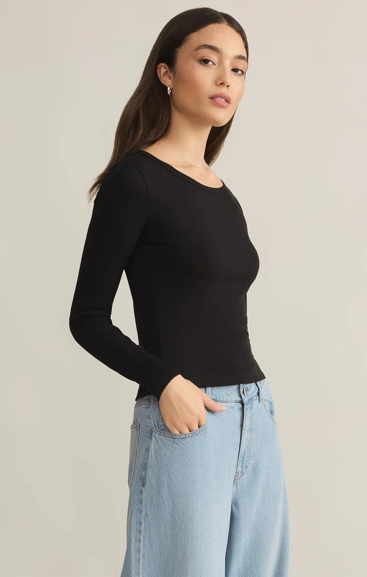 Infinity Fitted Long Sleeve Tee - Black - BAY WINDOW