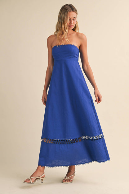 ID10248 LINEN ROPE EMBROIDERED ACCENT MINI DRESS