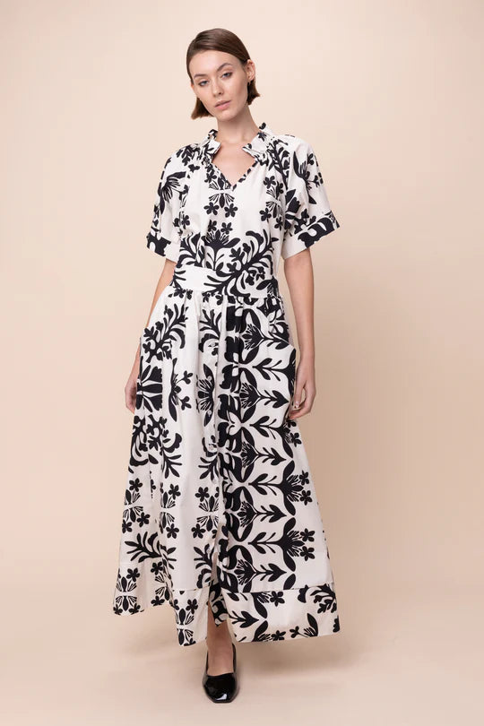 Krissy Dress - Flora Nero - BAY WINDOW