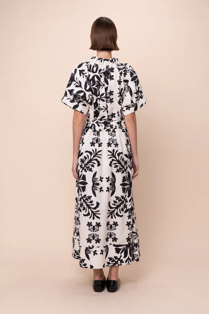 Krissy Dress - Flora Nero - BAY WINDOW