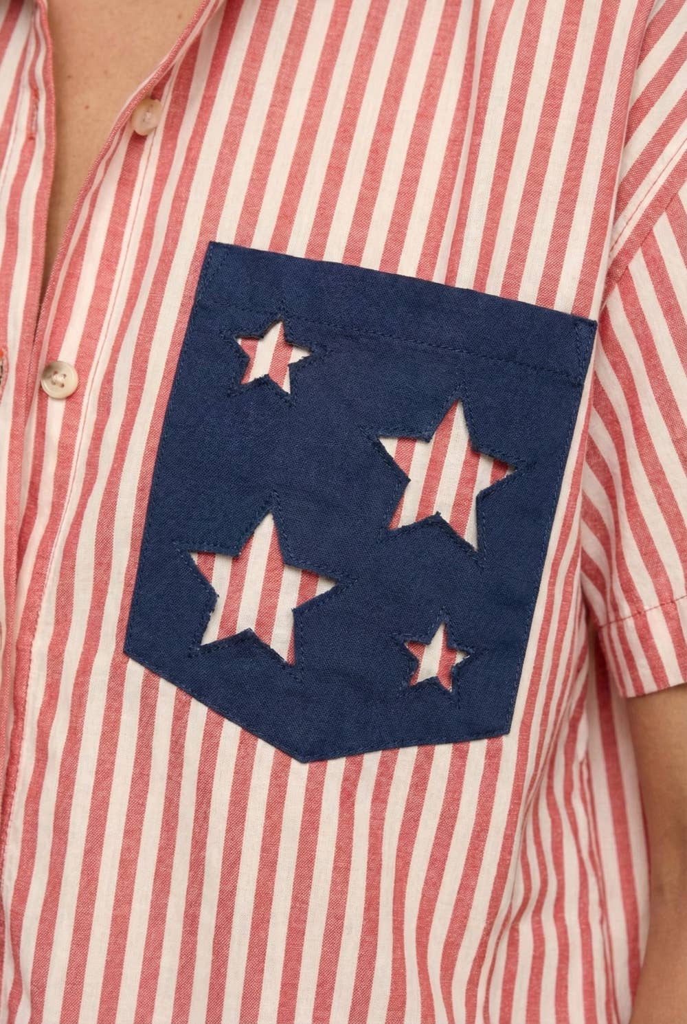 Patriotic Striped Short-Sleeve Shirt 4th of July